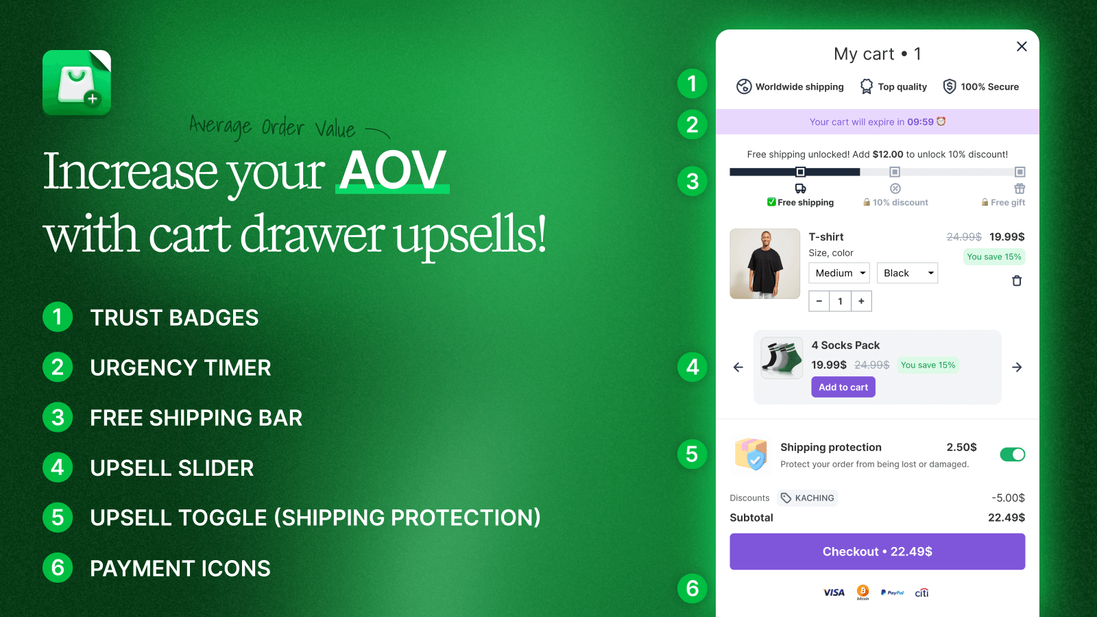 Kaching AI Slide Cart Drawer Screenshot