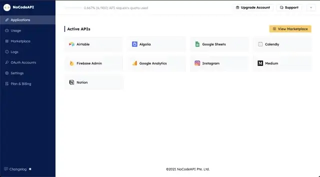 NoCodeAPI Screenshot