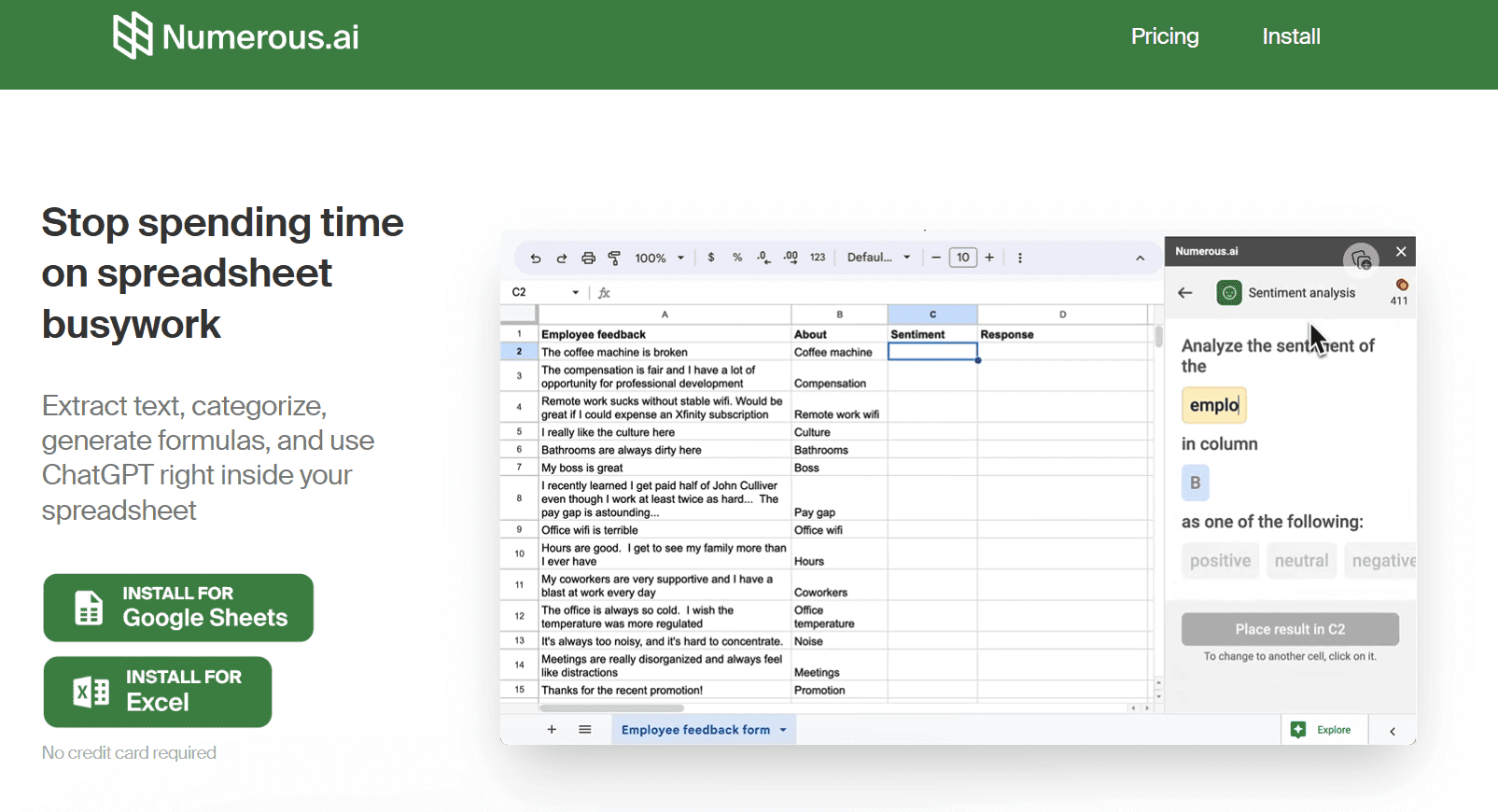 Numerous.ai Screenshot