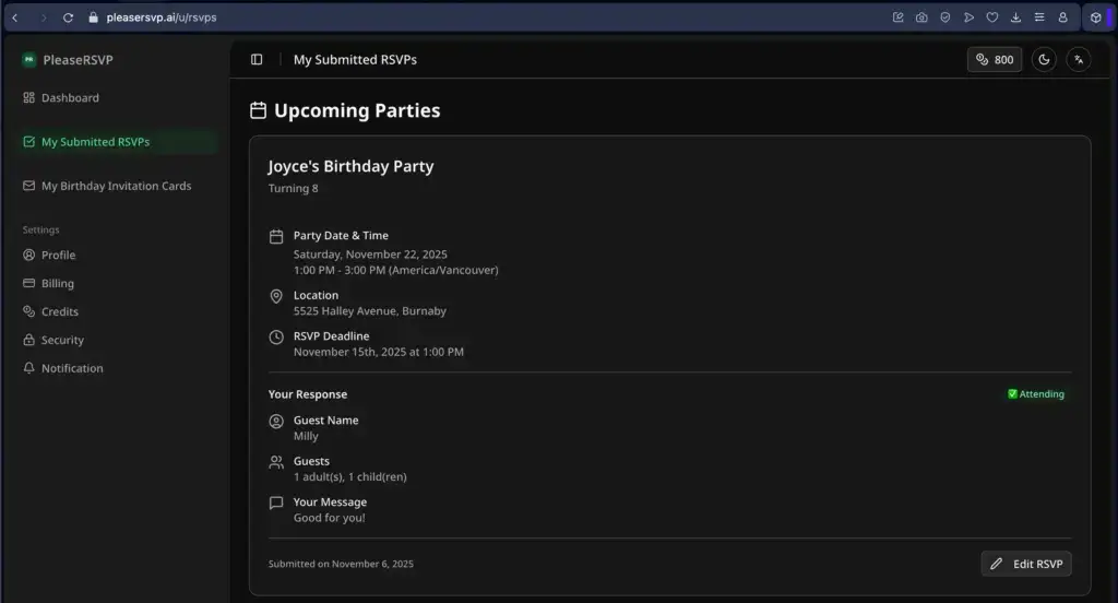 PleaseRSVP Screenshot