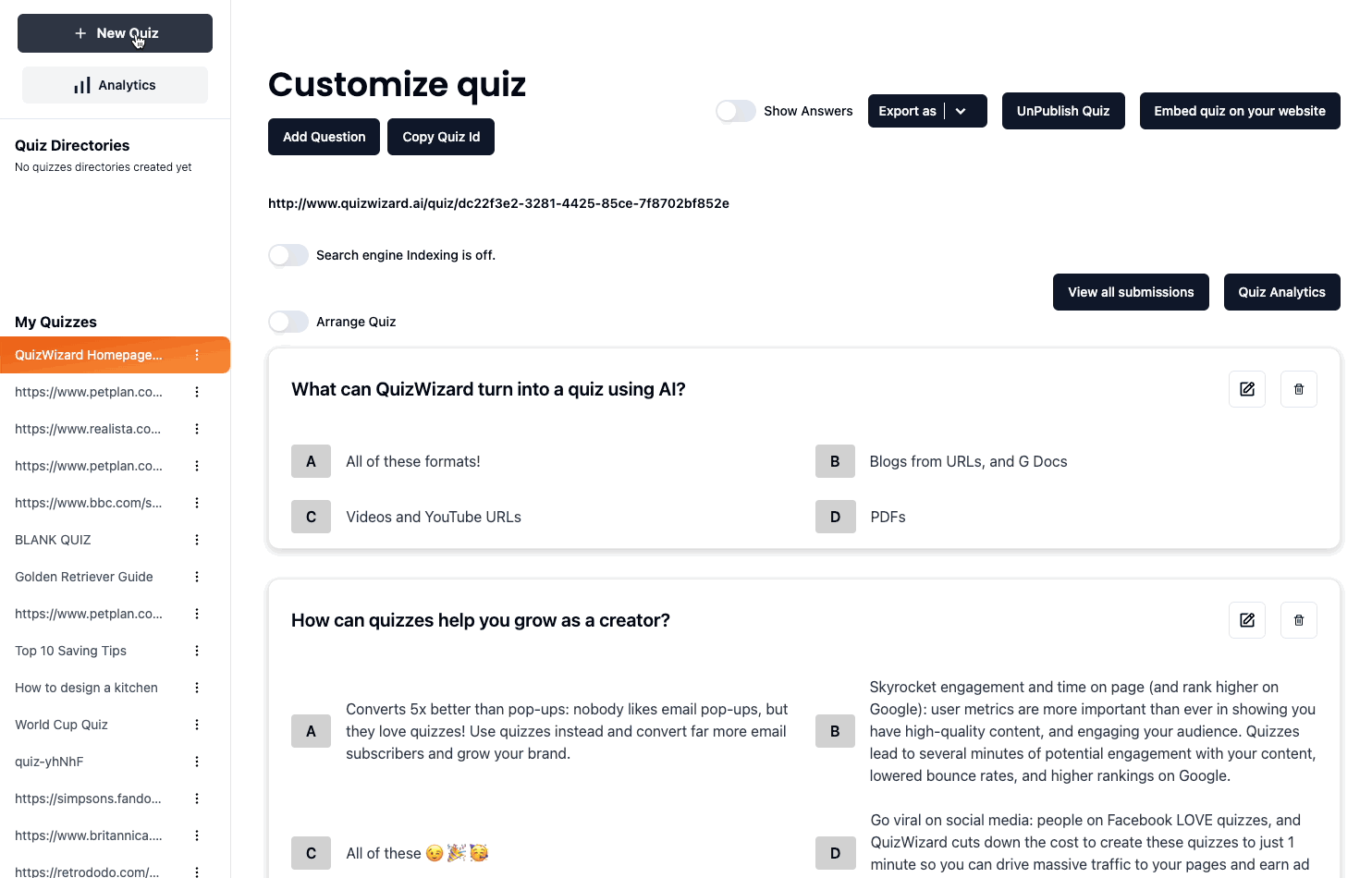 QuizWizard.AI Screenshot