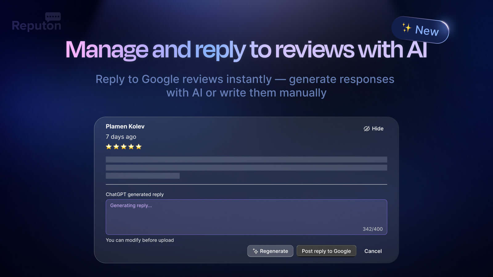 Reputon Google Reviews Screenshot
