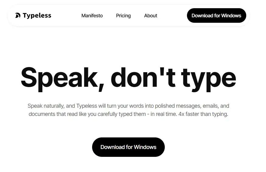 Typeless Screenshot