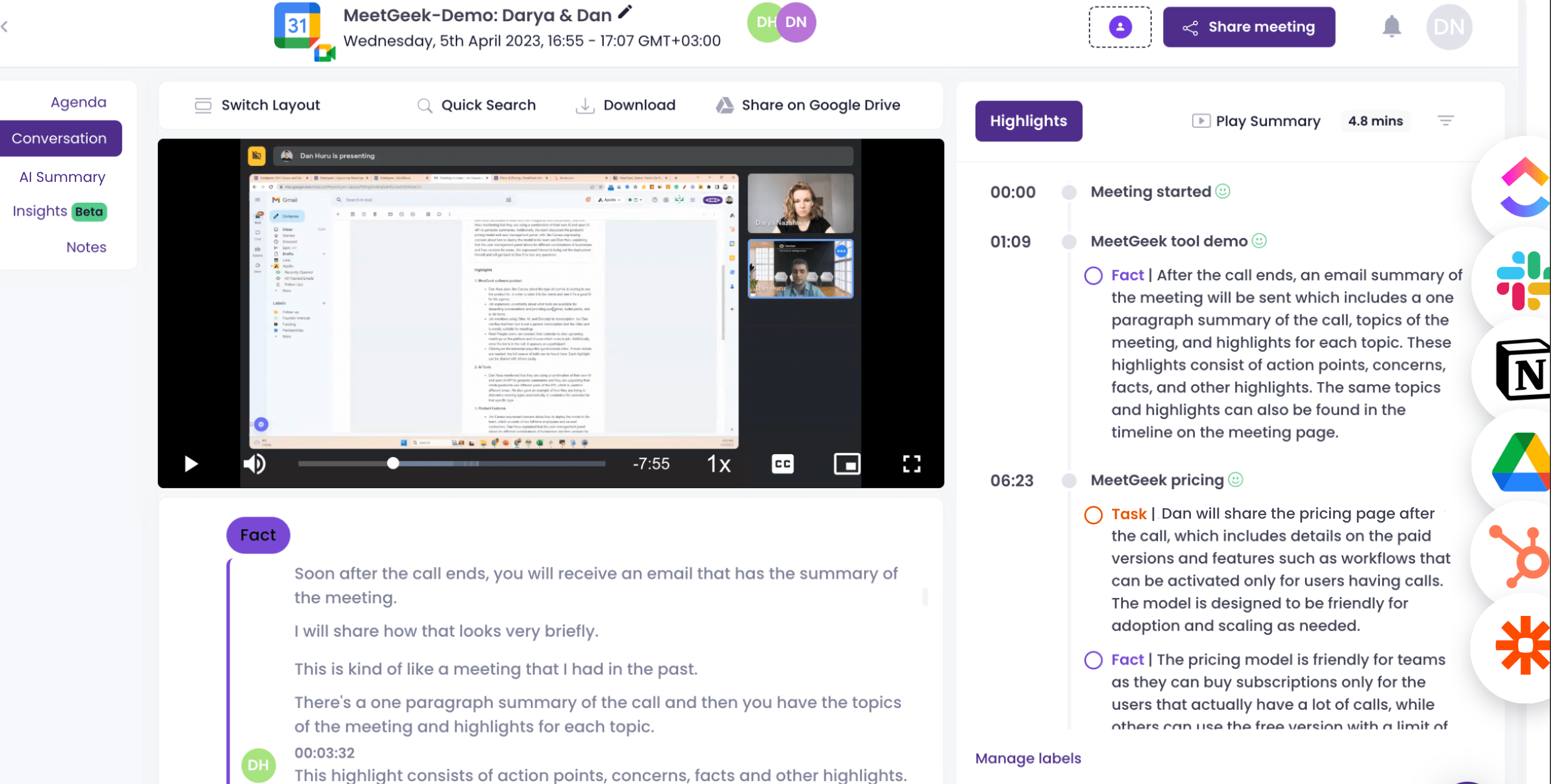 MeetGeek Screenshot