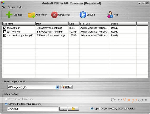 Aostsoft PDF to GIF Converter Screenshot