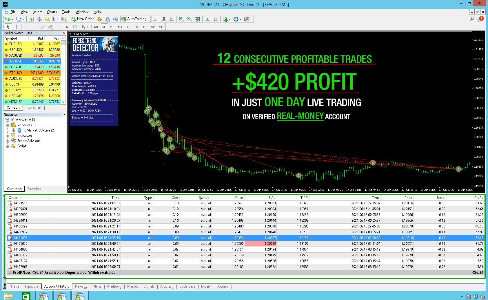 Forex Trend Detector Screenshot