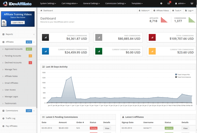 iDevAffiliate Screenshot