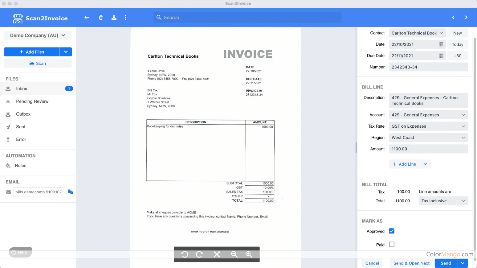 Scan2Invoice Screenshot