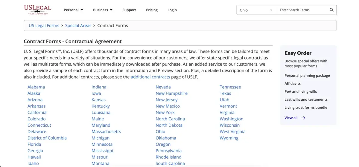 USLegalForms.com Screenshot