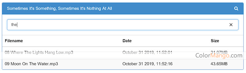 Bootstrap File Listing Screenshot