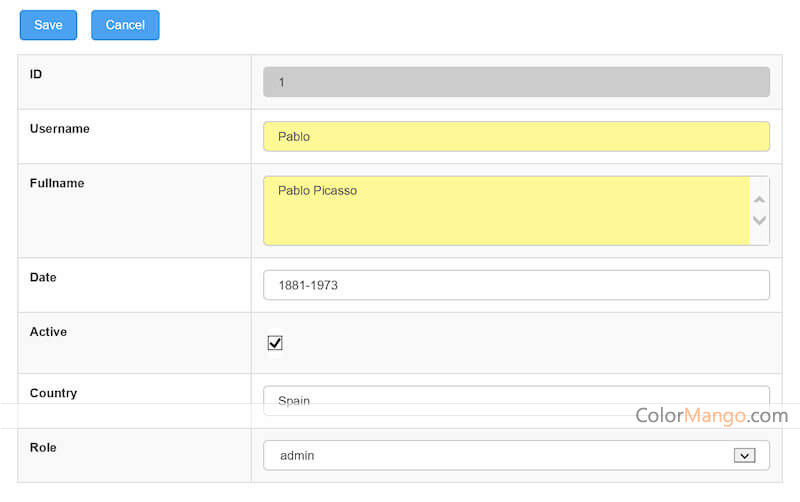 CSV CRUD Screenshot