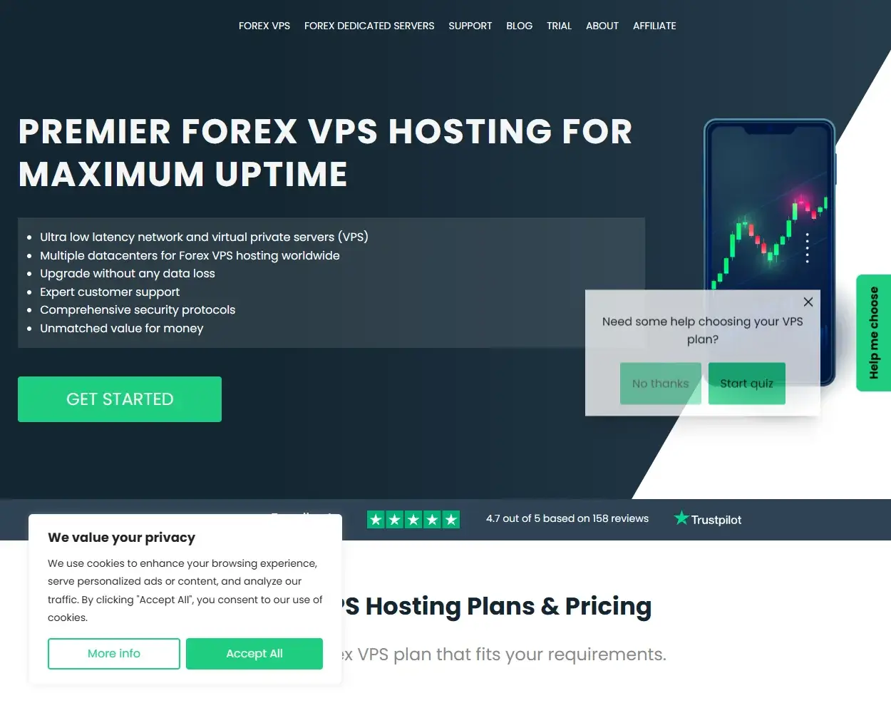 Forex VPS Hosting Screenshot