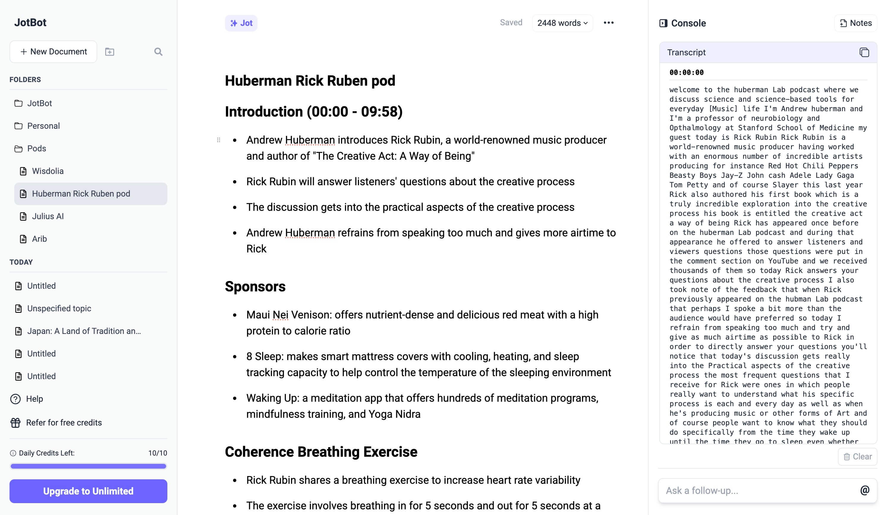 JotBot AI Screenshot