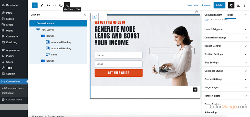 Kadence Conversions Screenshot