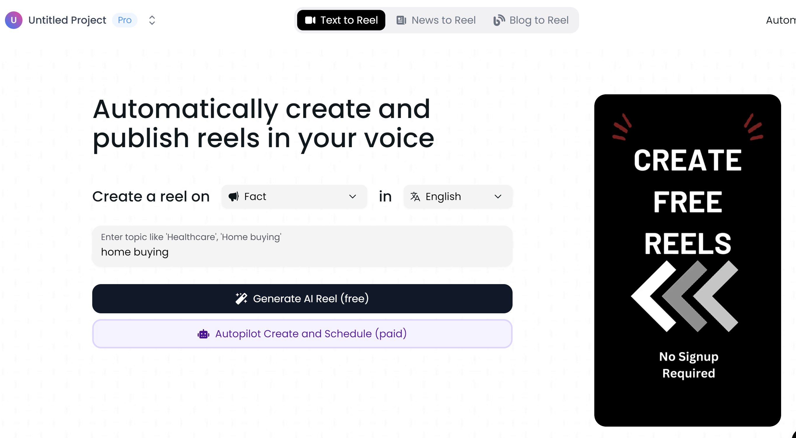 MakeReels.ai Screenshot