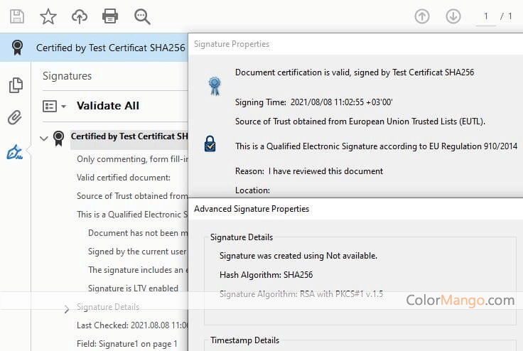 .NET Digital Signature Library Screenshot