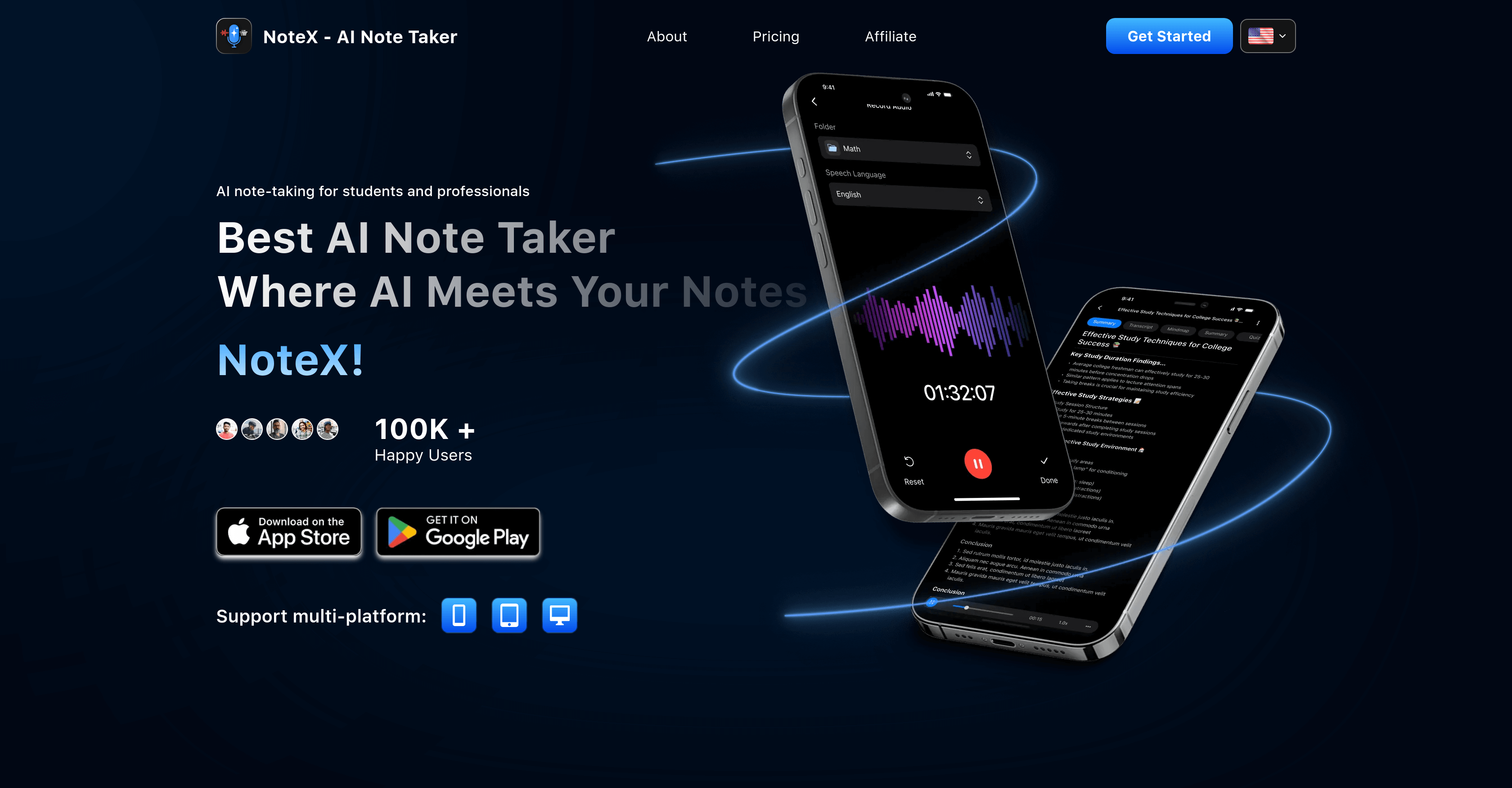 NoteX AI Notetaker Screenshot