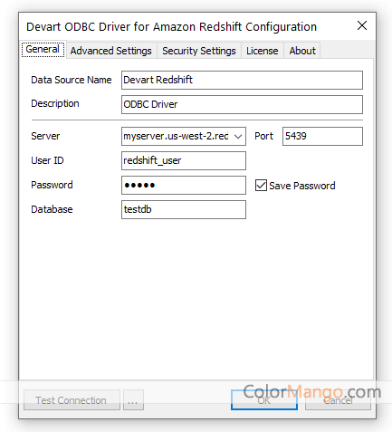 ODBC Driver for Amazon Redshift Screenshot
