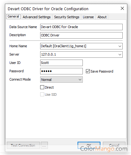 ODBC Driver for Oracle Screenshot