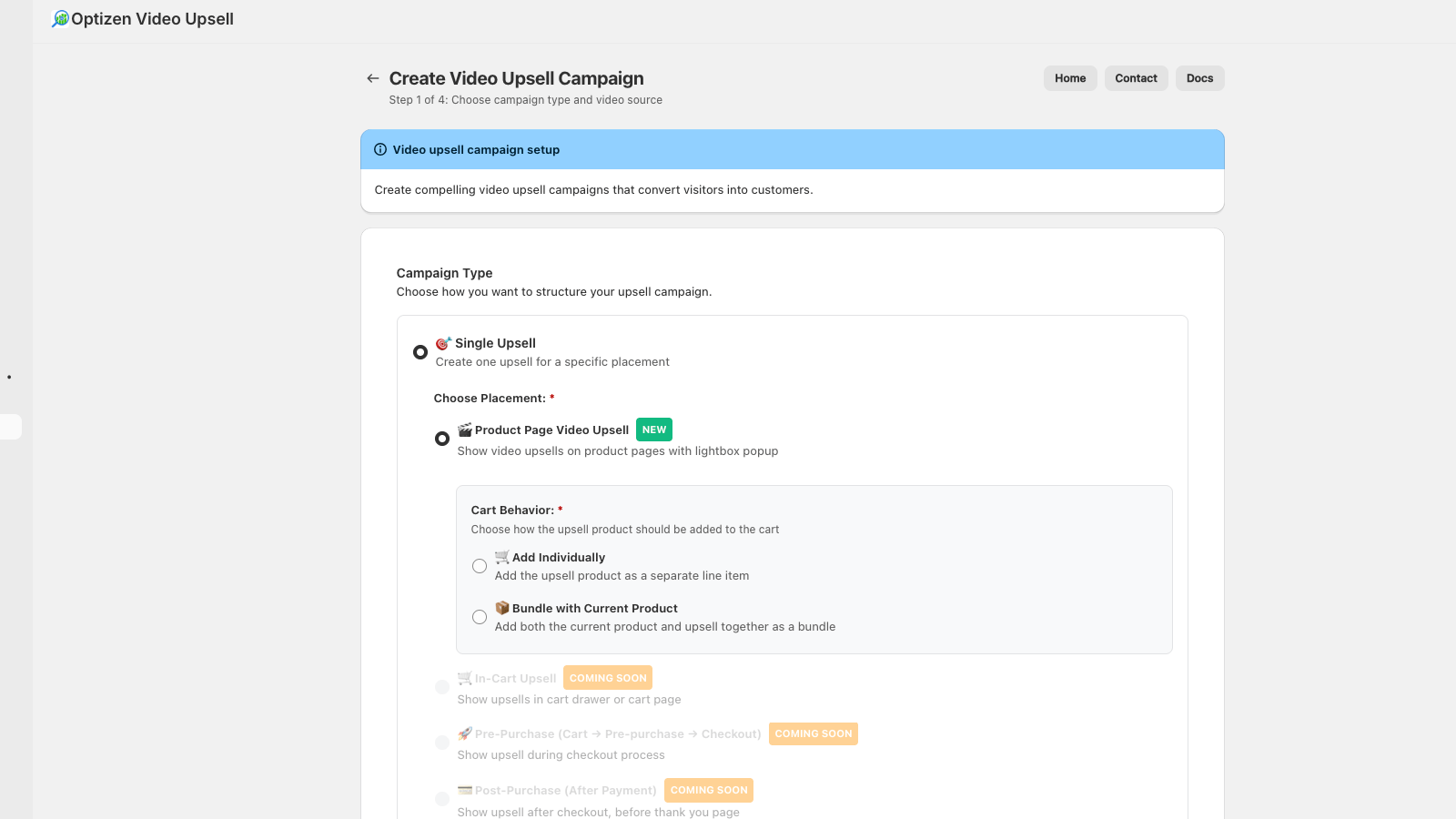 Optizen Video Upsell & Bundles Screenshot
