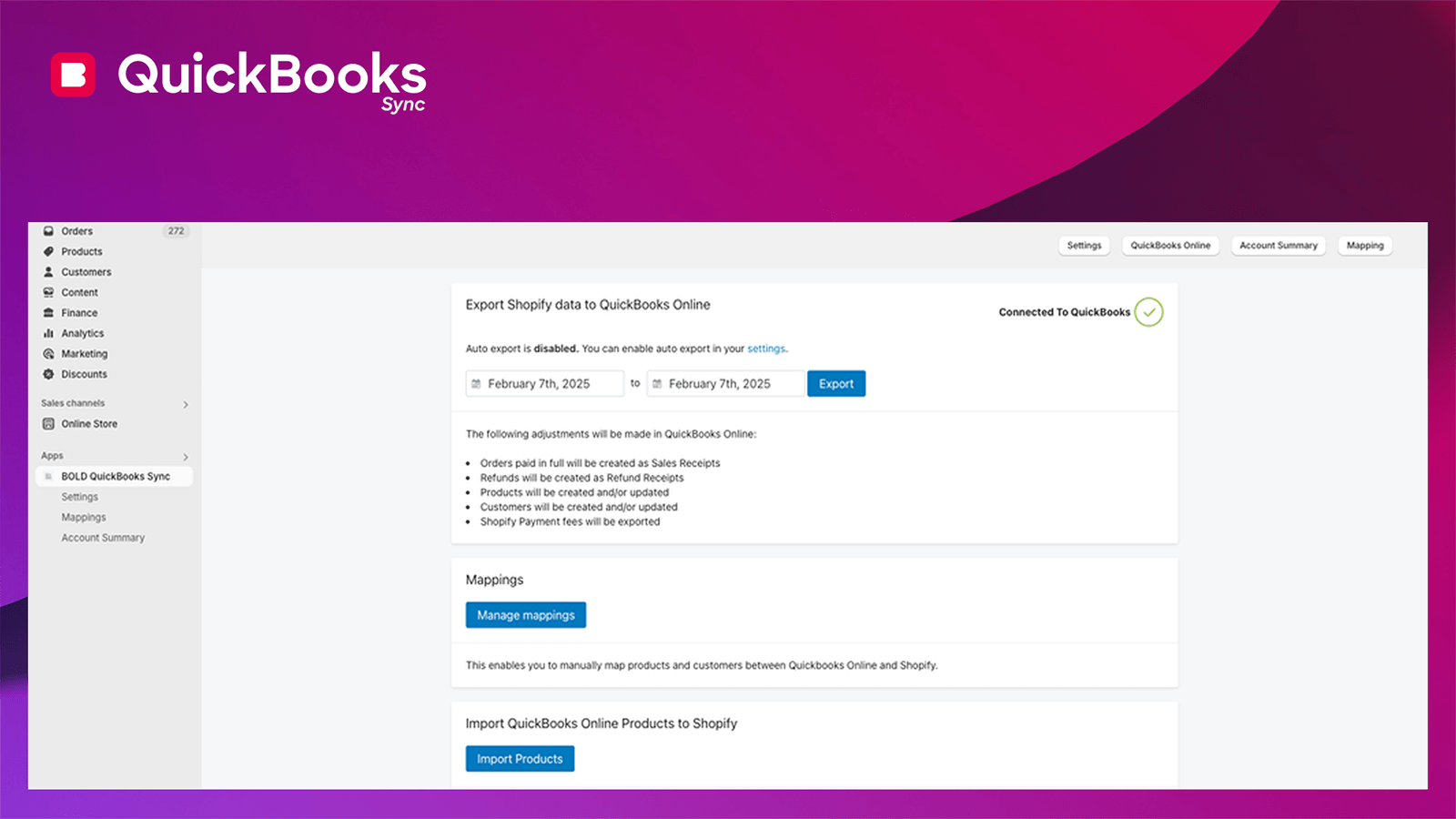 Quickbooks Sync Screenshot