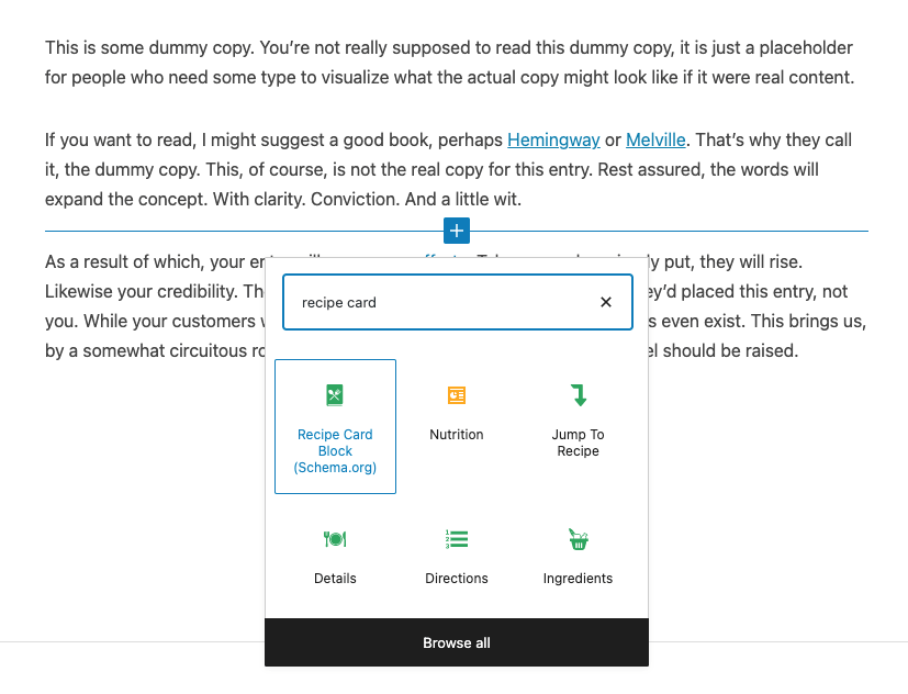 Recipe Card Blocks Screenshot