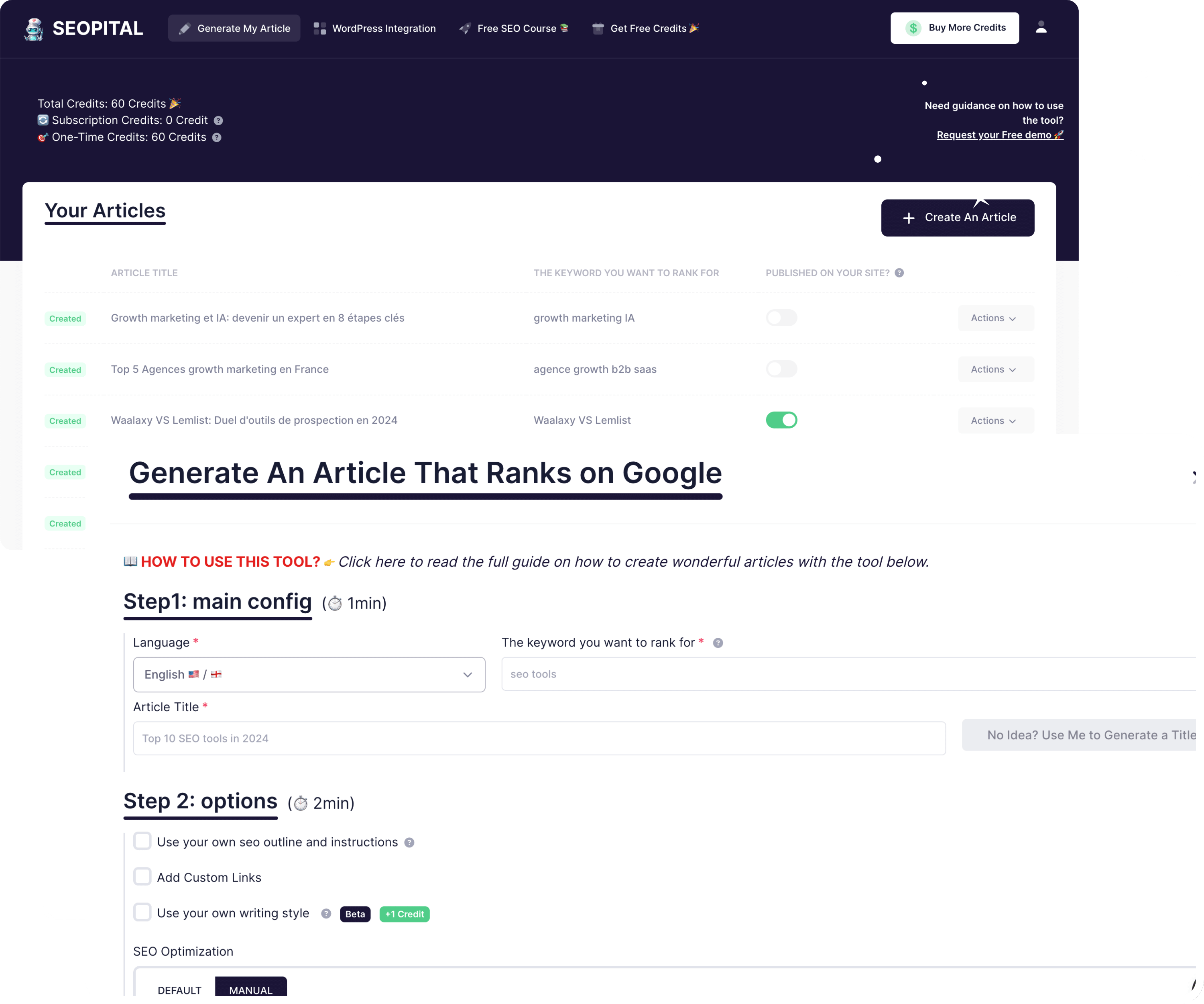 SEOpital Screenshot