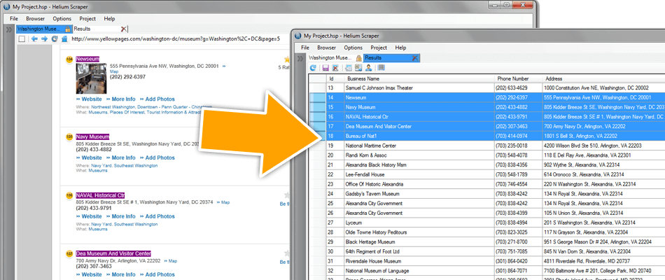 Helium Web Scraper Screenshot
