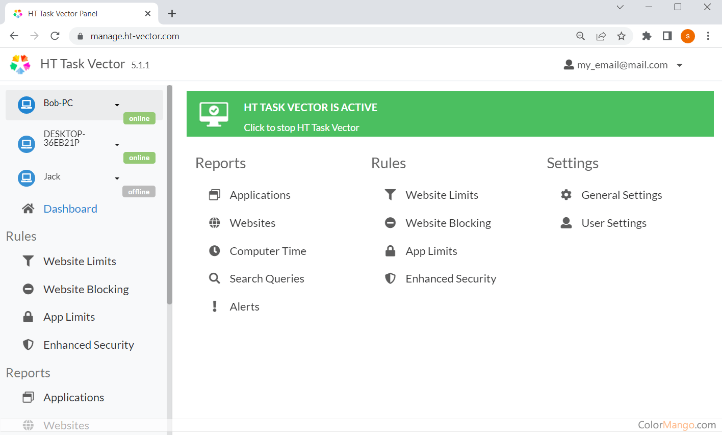 HT Task Vector Screenshot