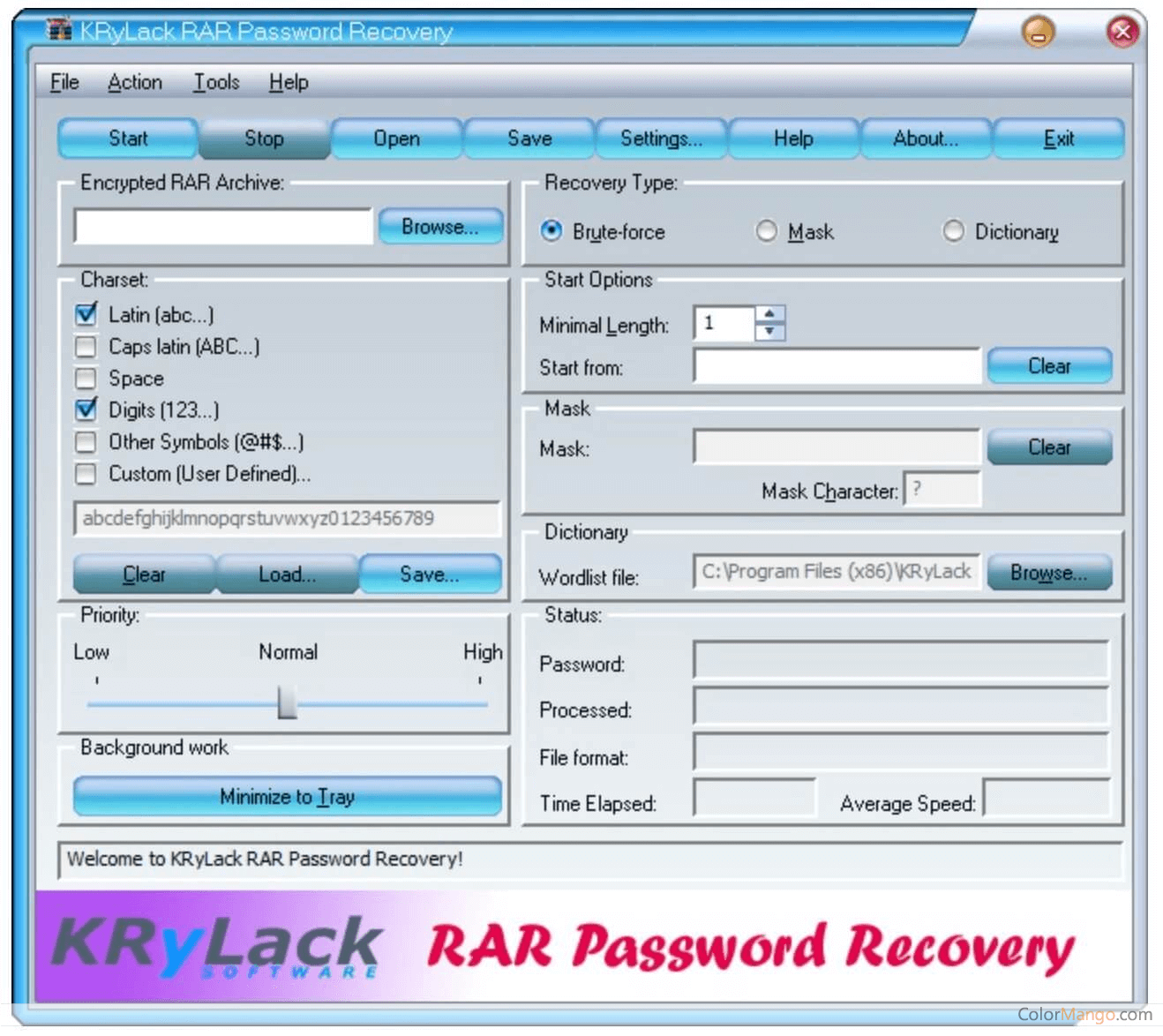 KRyLack RAR Password Recovery Screenshot
