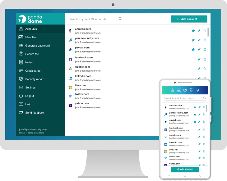 Panda Dome Passwords Screenshot