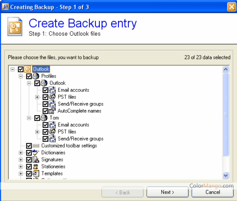 BackupOutlook Screenshot