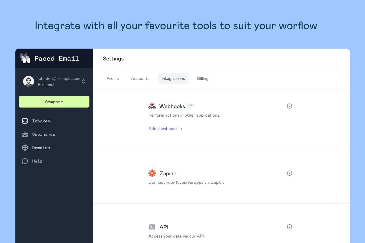 Paced Email Screenshot