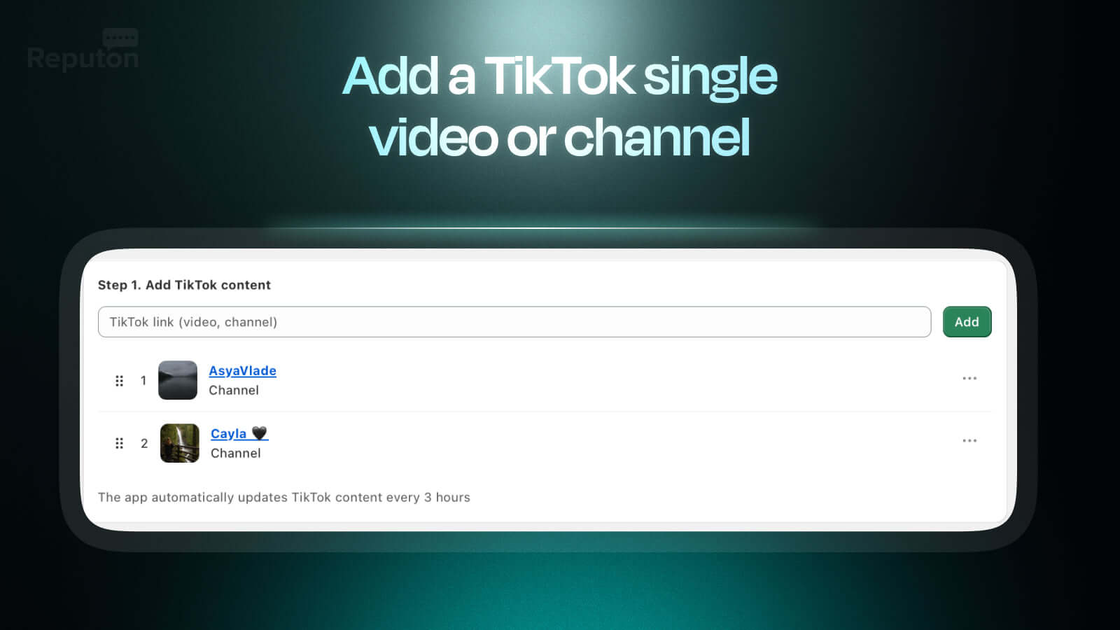 Reputon TikTok Feed Screenshot