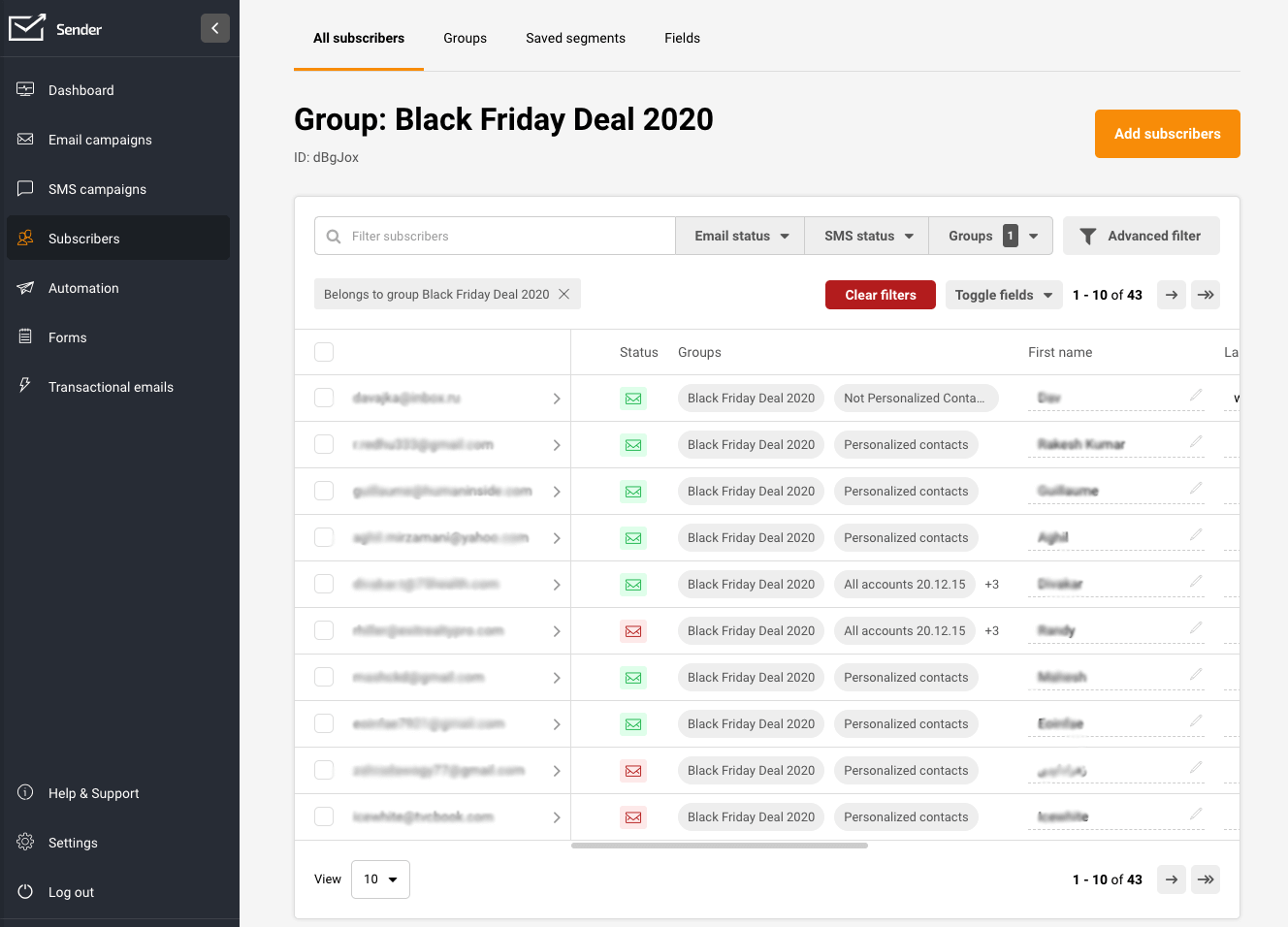 Sender Discount Coupon Code