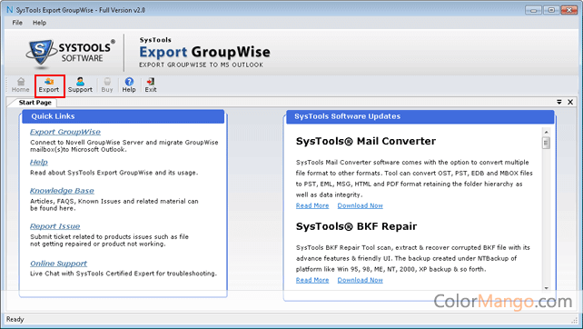 SysTools Export GroupWise Screenshot