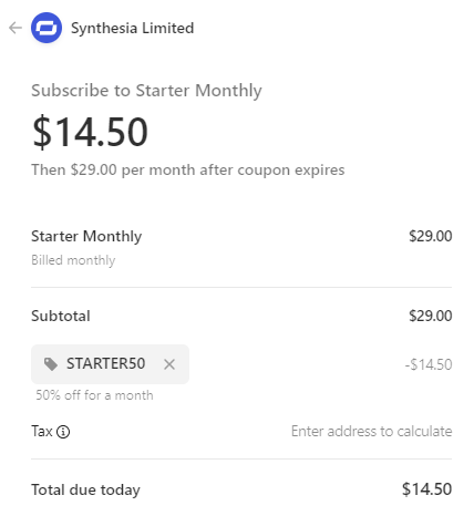 Synthesia AI coupon