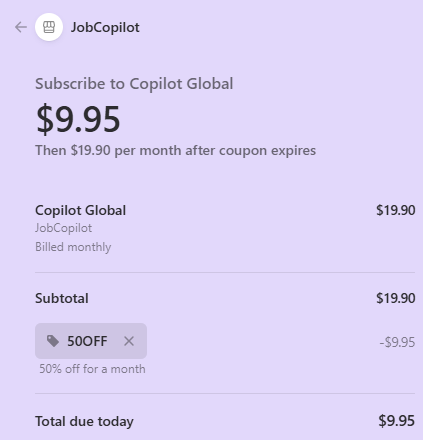JobCopilot coupon