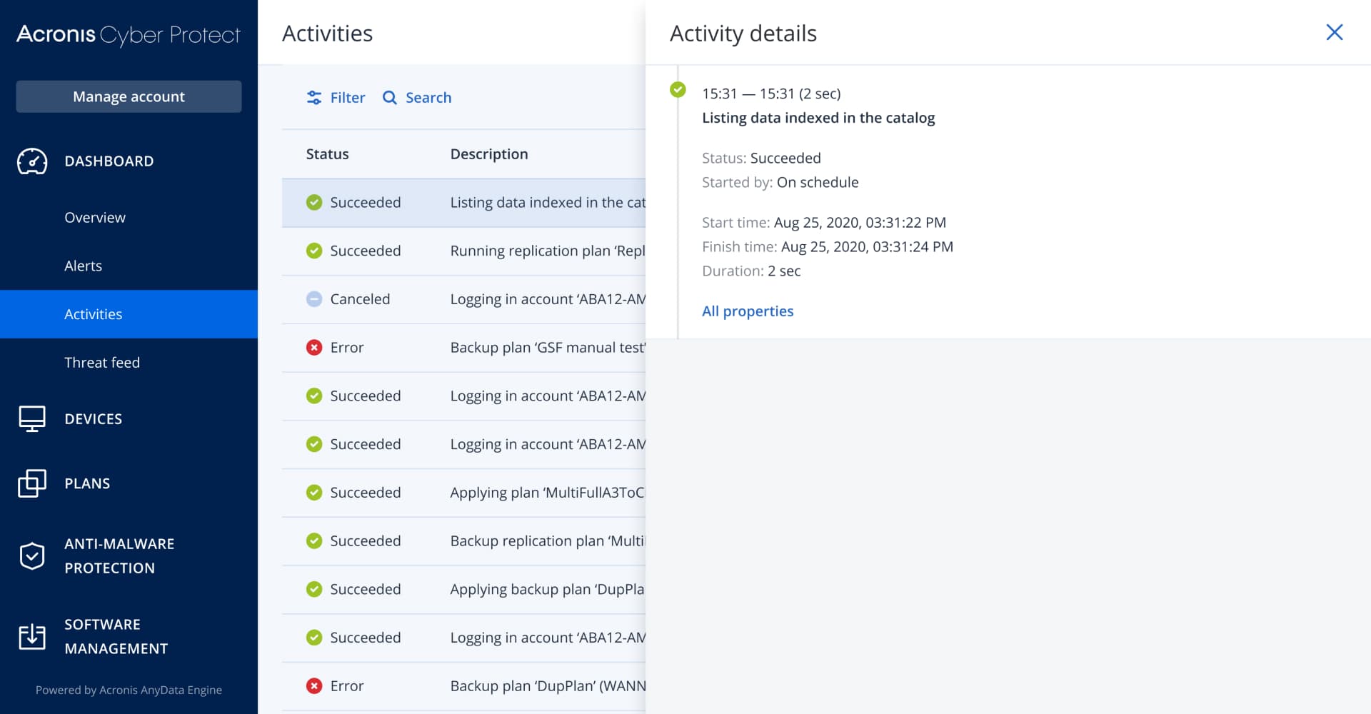 Acronis Cyber Protect for businesses Screenshot
