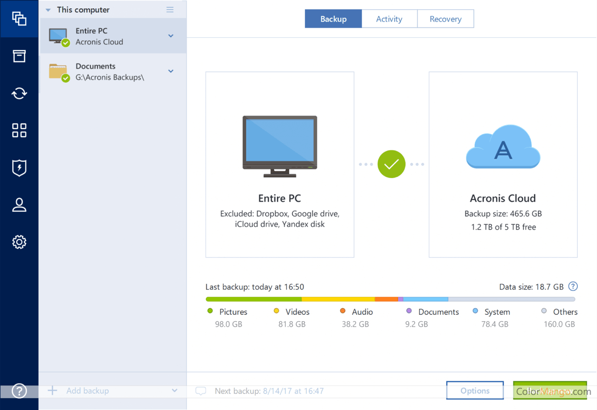 Acronis True Image Screenshot
