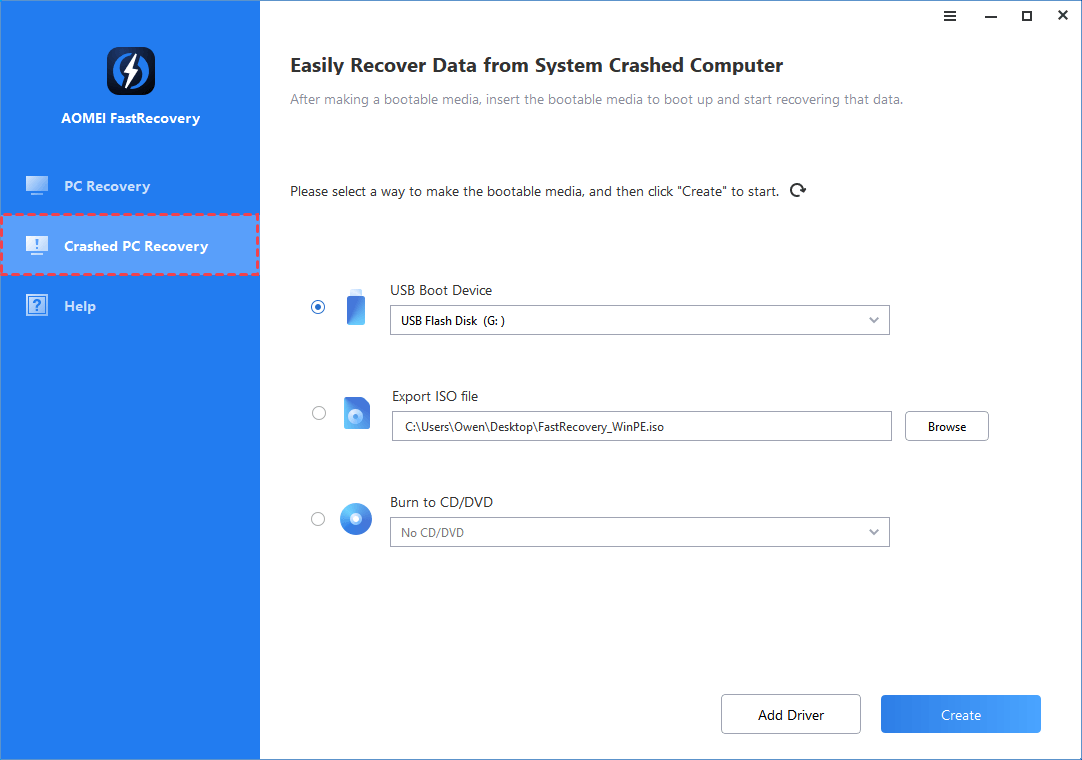 AOMEI FastRecovery Screenshot