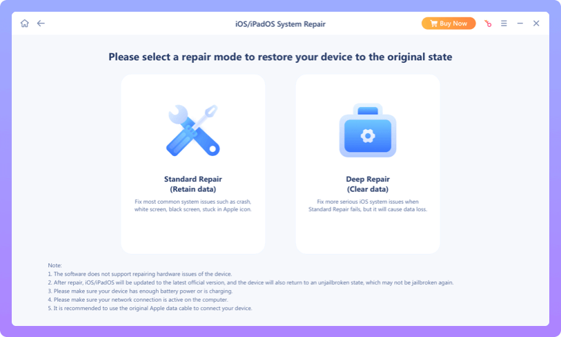 EaseUS iOS System Repair Screenshot