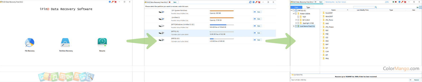 iFinD Data Recovery Screenshot