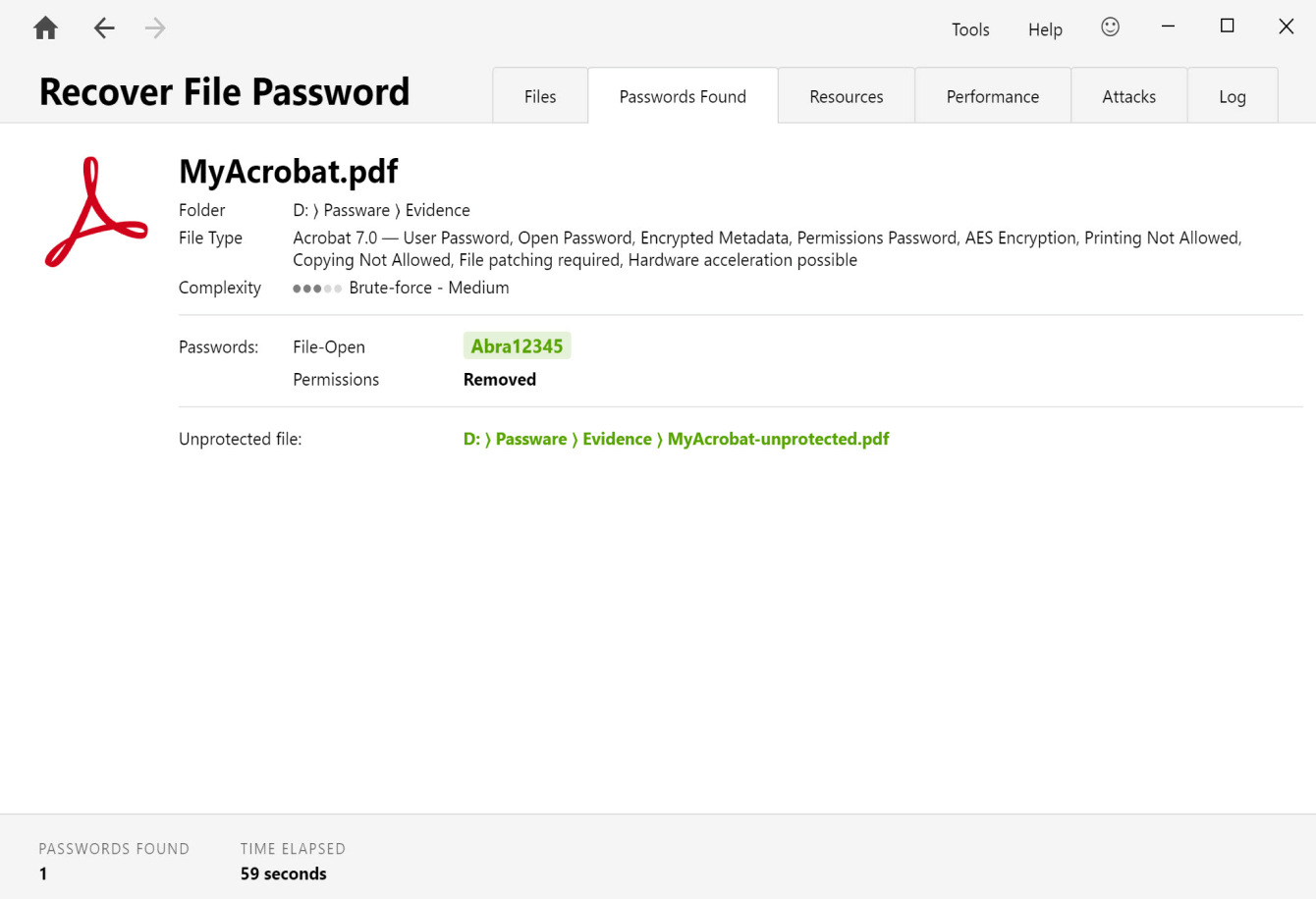 Passware PDF Key Screenshot