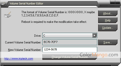 Volume Serial Number Editor Screenshot
